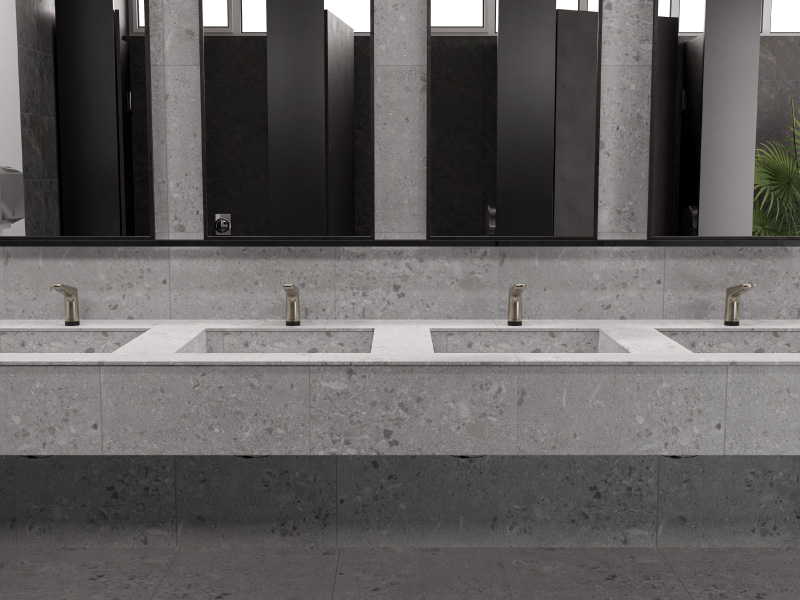 Baño institucional con Liquid Sense Niquel