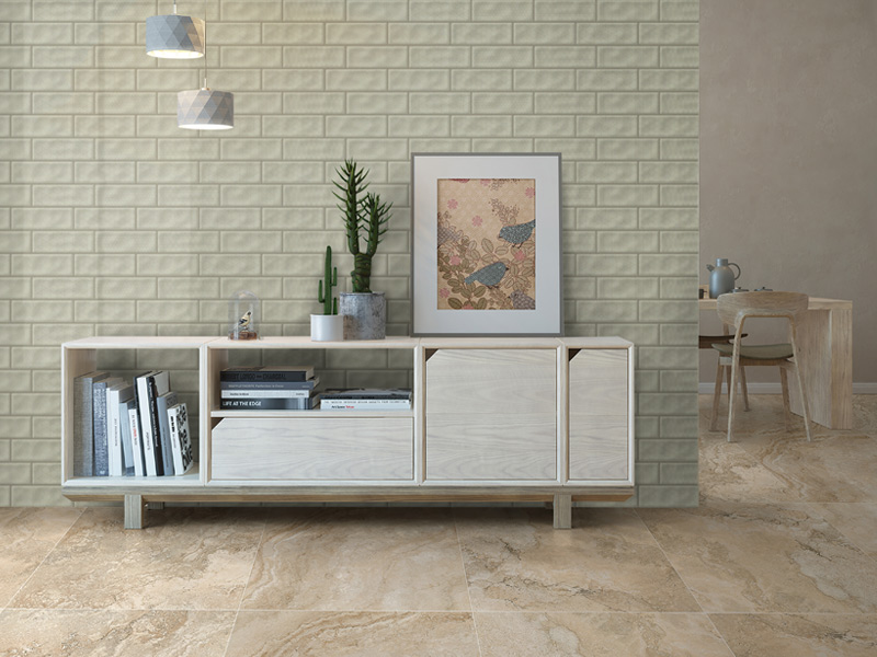Hall estilo natural con brick fachaleta