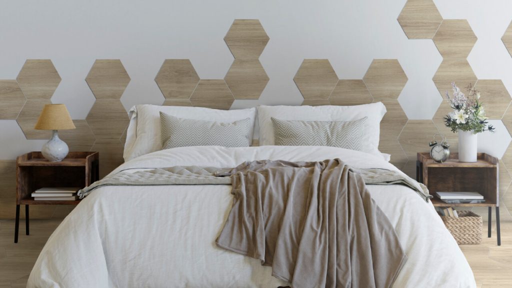 Ambiente Corona con piso pared Hexágono Sándalo Natural 