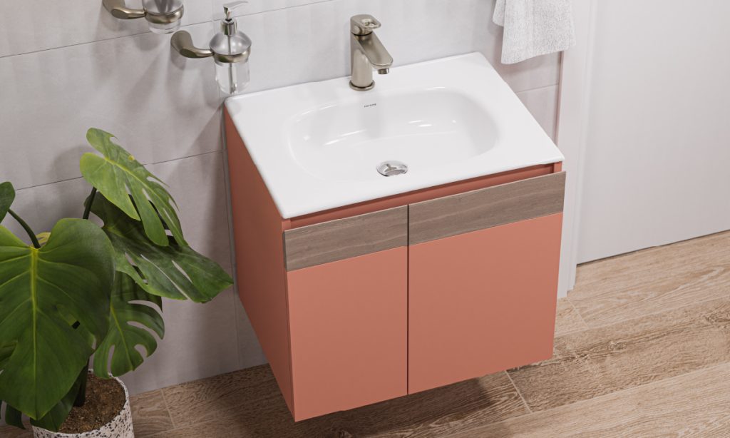 Ambiente baño Corona con lavamanos Aluvia elevado color Arupo