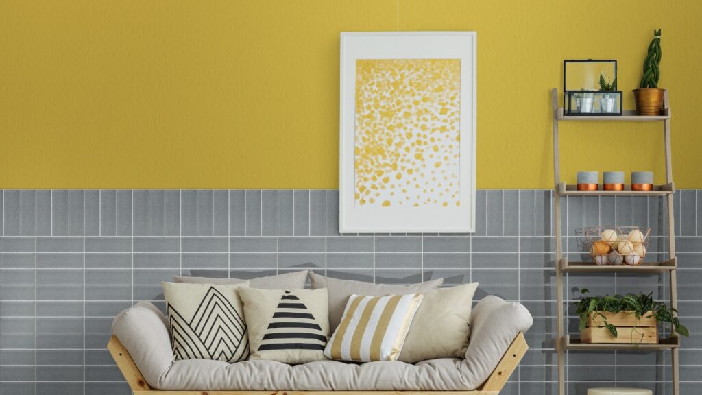 Decoración de pared con brick gris claro