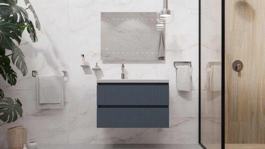Baño Corona con Pared Apolo Blanco y piso Porcelanato West IN/OUT Gris