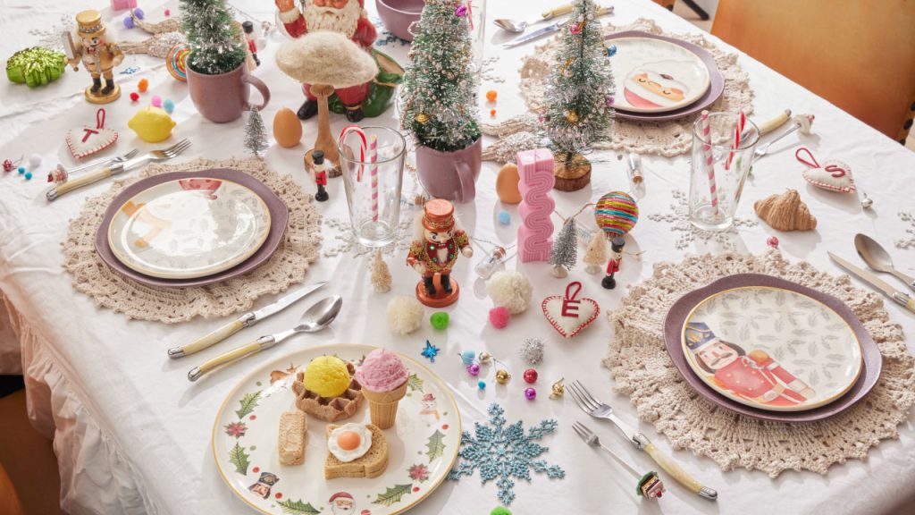 Ambiente Corona con set 5 platos navidad y vajilla Amatista