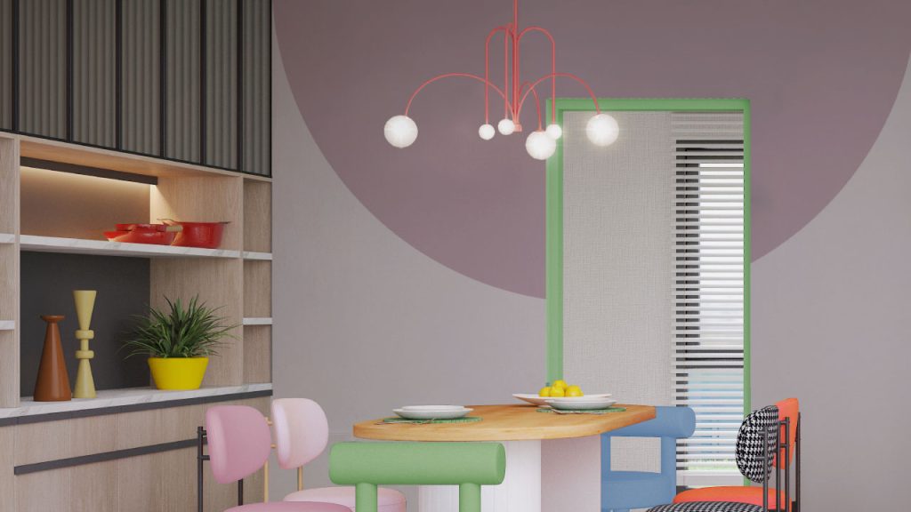 Sala moderna con tonos en color Mauve Master