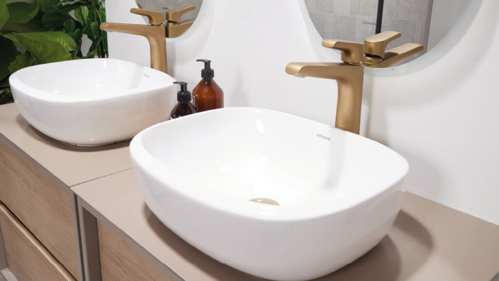Mueble Cascade Plus 70 cm con Lavamanos Vessel y grifería lavamanos Cascade alta Sahara 