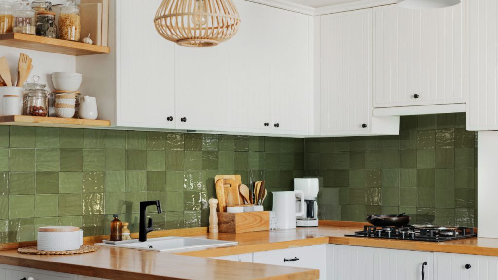 Ambiente Corona con pared estructurada Colore Verde Multitono