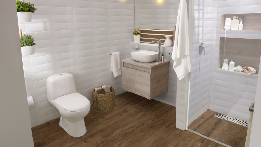 Ambiente baño Corona con Brick Blanco 15.6×30.5