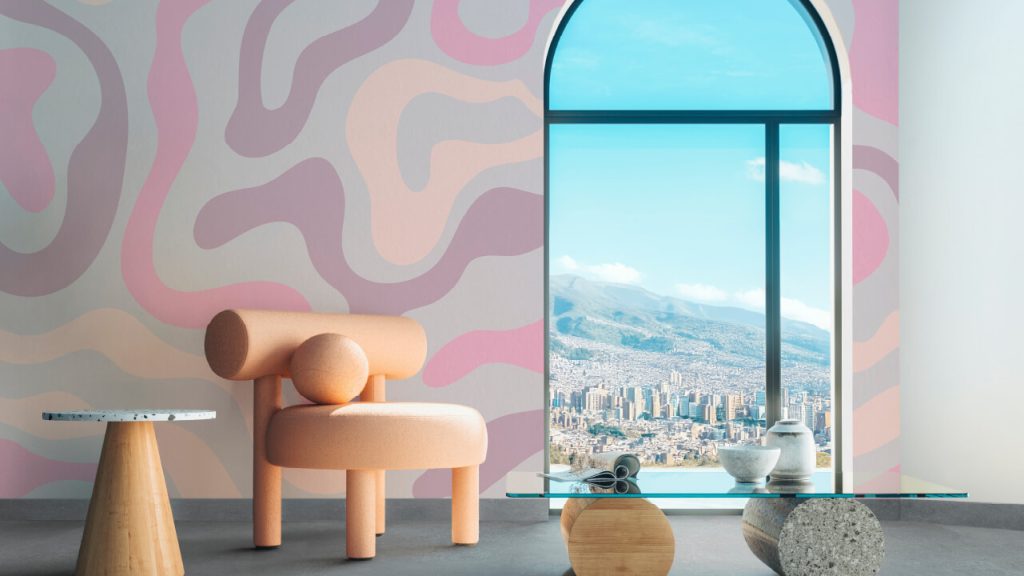 Sala Corona con pinturas Corona en tonos Down Pillow N17-2 ,Think Pink 1C3-3, Kingkaid 6A3-5, Just Peachy OW5-2