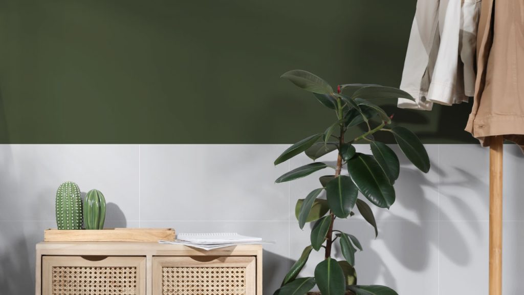 Ambiente Corona con pared rectificada plana blanco satinado y pintura Super lavable cero