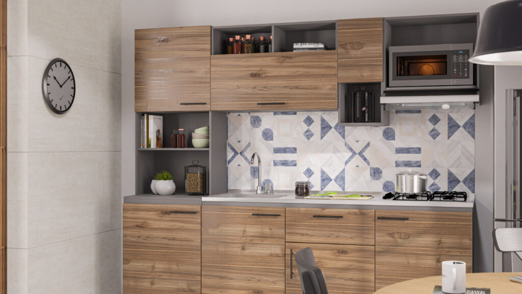 Cocina integral en tonos oscuros