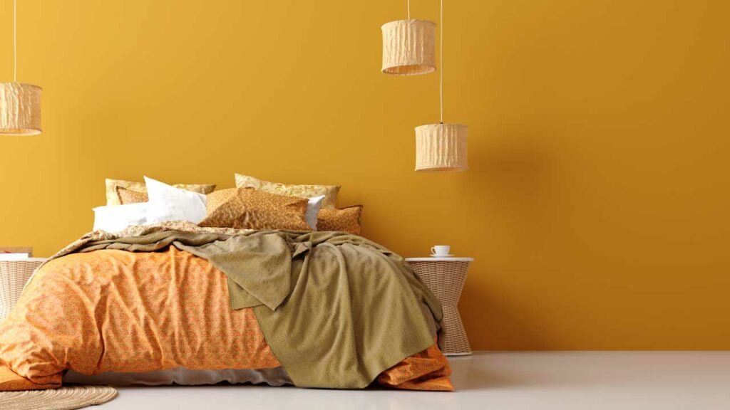 Ambiente Alcoba con color mostaza