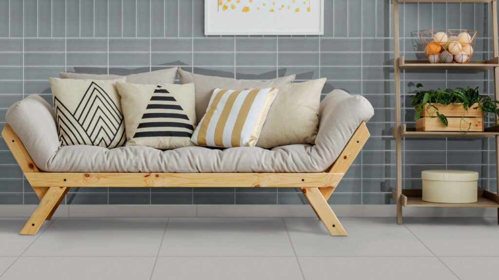 Ambiente Corona con brick vitro metal y juntas color blanco