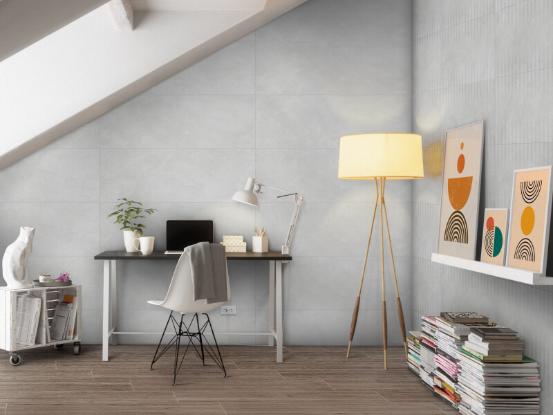 Estudio moderno en tonos grises